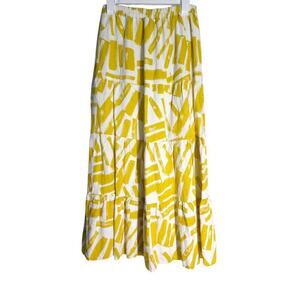 House Of Harlow 1960 Skirt Womens Size Small Yellow Linen Maxi Tiered Boho Chic